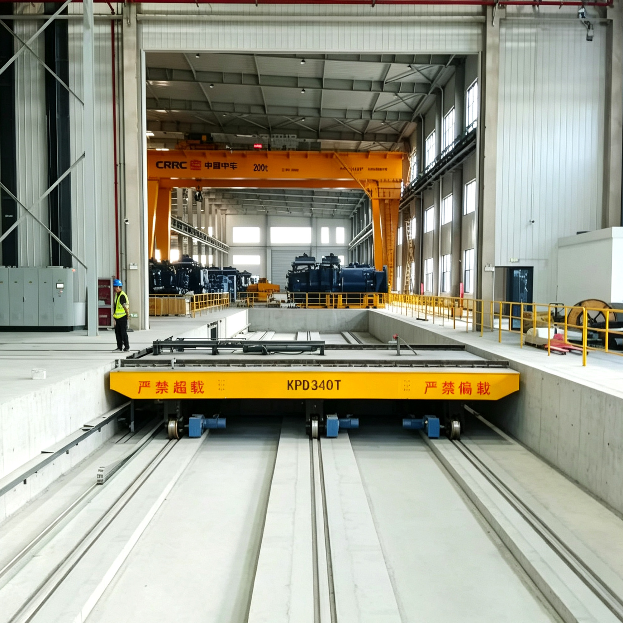 Overhead chain conveyor line carrying heavy truck axle assemblies through a coating shop